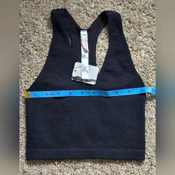 NWT Free People Movement XS Ribbed Black Free Throw Crop Bra Top Activewear - Picture 5 of 6